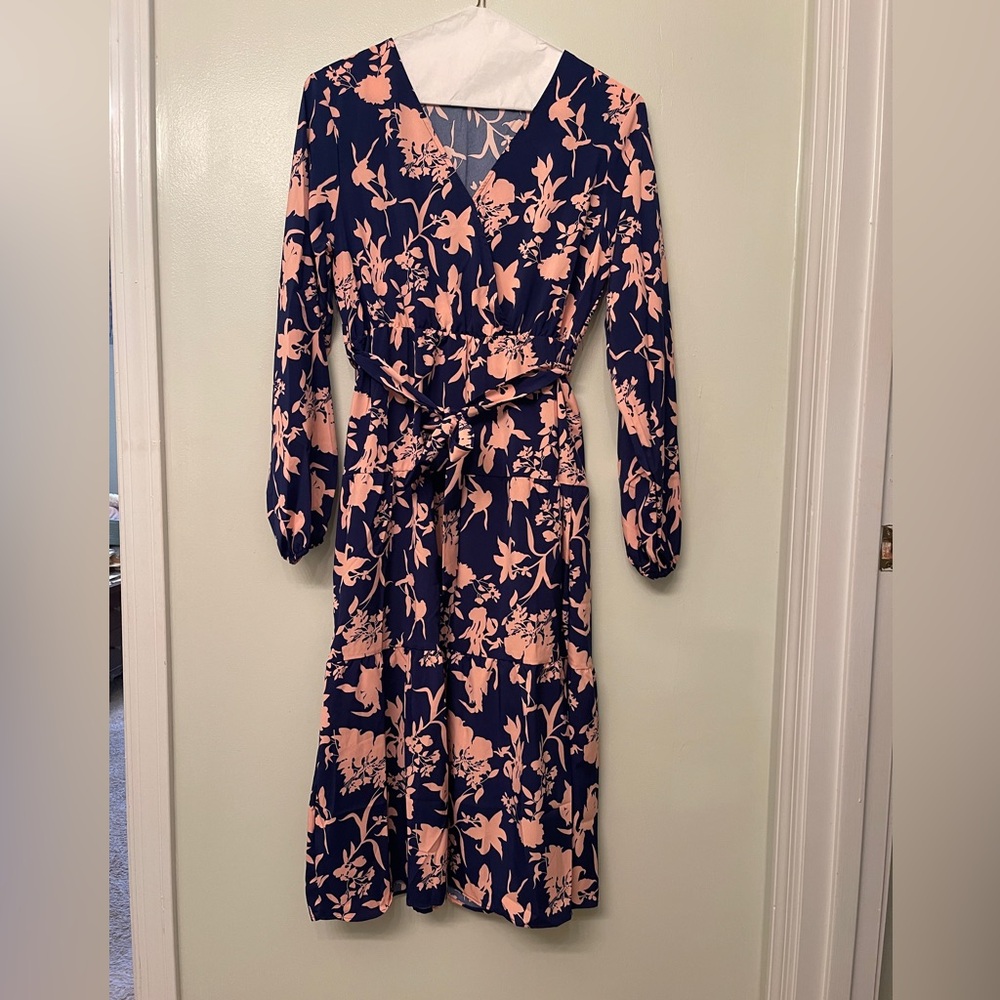 Floral Navy and Pink Dress
